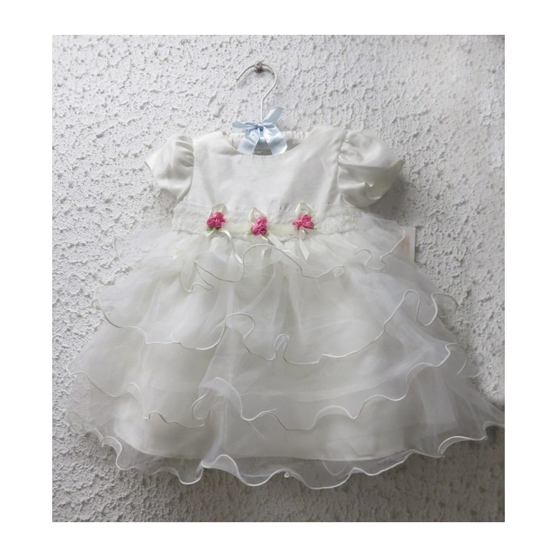 Robe Blanche De Baptemecérémonie Petite Fille 3 24m